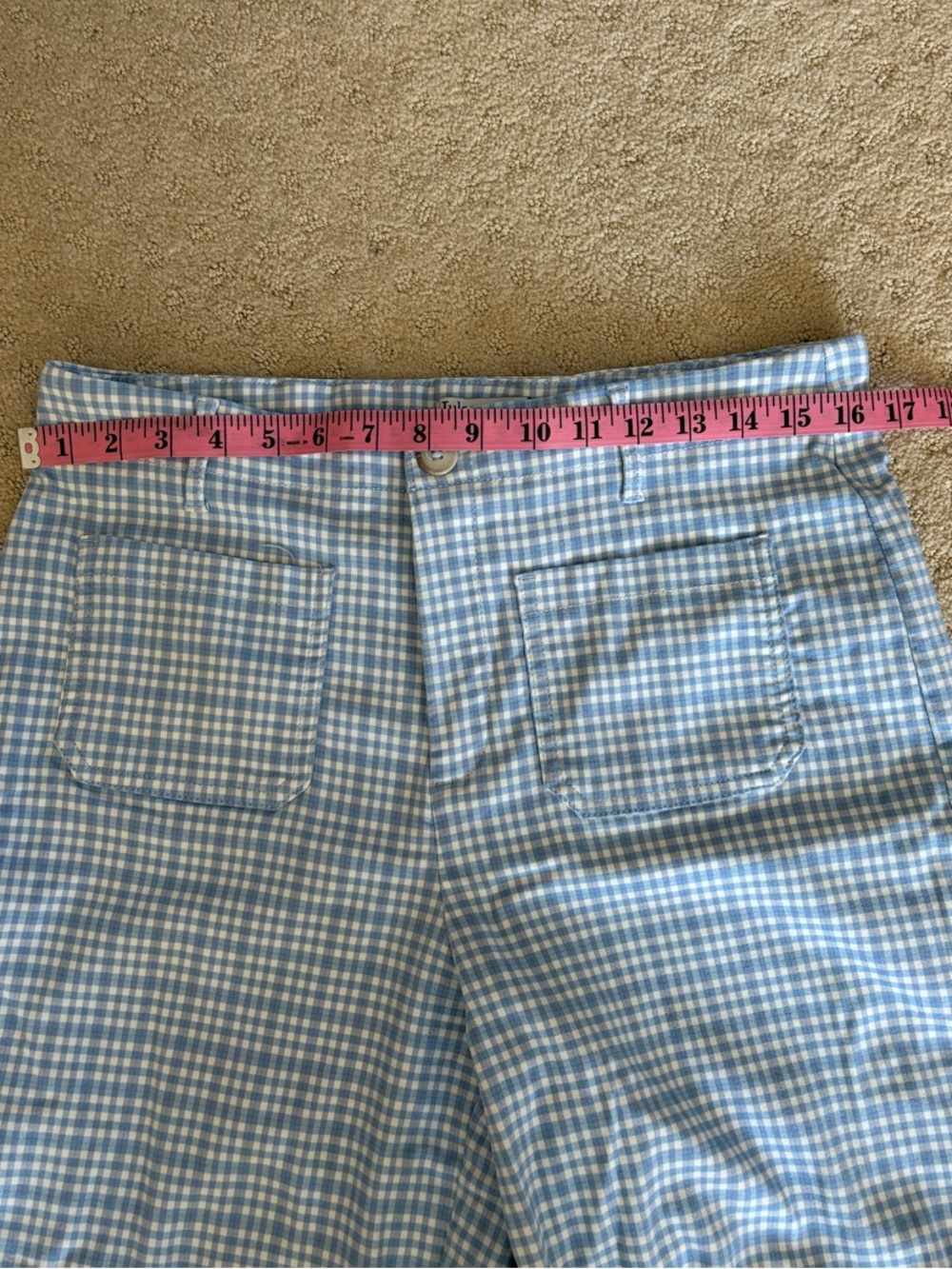 Jules & Leopold Blue Gingham Cropped Wide-Leg Pants - Picture 3 of 4